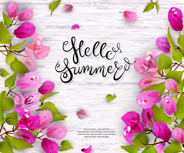 Summer-Concept-Tropical-flowers-bougainvillea - Vector, imagen