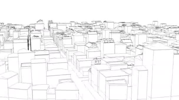 Volando por encima de la sucia ciudad dibujada en blanco Capaz de bucle sin costuras
 - Metraje, vídeo