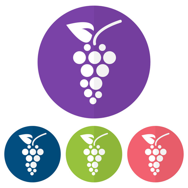 Набор значков винограда на красочных кругах. Векторная иллюстрация
 - Вектор,изображение