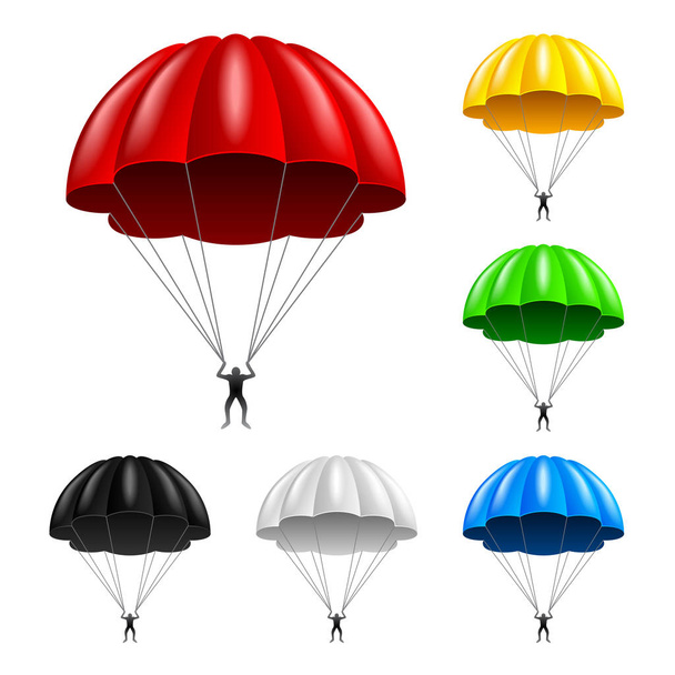 Flying parachute isolated on white vector - Vector, Image