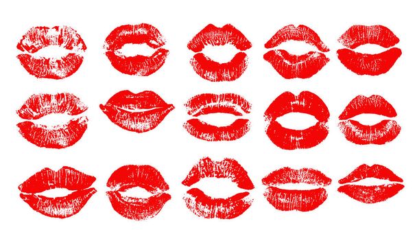 Print of red lips. Vector illustration on a white background. EPS - Vector, Image