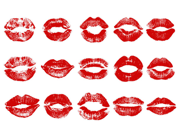 Abdruck roter Lippen. Vektorillustration auf weißem Hintergrund. eps - Vektor, Bild