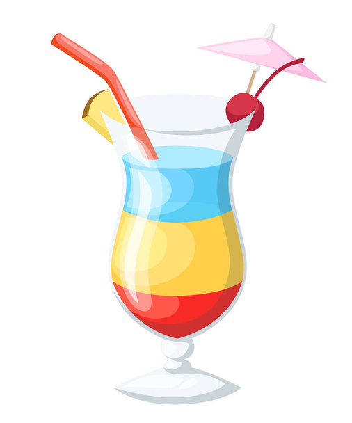 Vektor Illustration von acht beliebten alkoholischen Cocktails flachen Stil Cocktail Party Einladungen Flyer Broschüren Vorlagen isoliert auf weißem Hintergrund. - Vektor, Bild