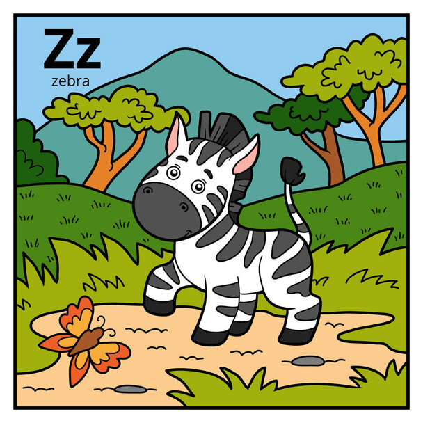 Alfabeto de color para niños, letra Z (cebra
) - Vector, Imagen