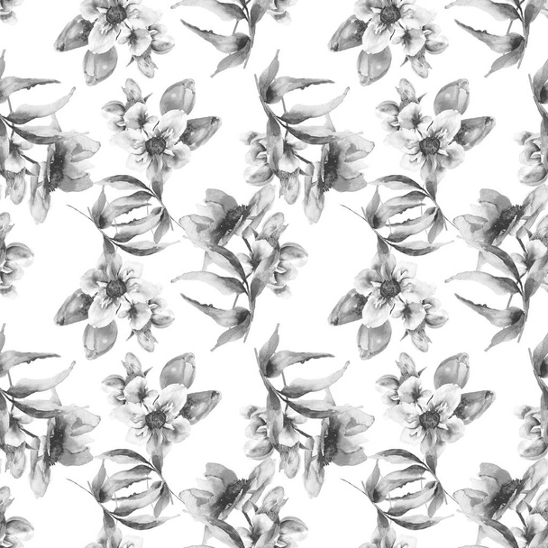 Seamless pattern with Gerber and Tulips flowers - Foto, Imagem