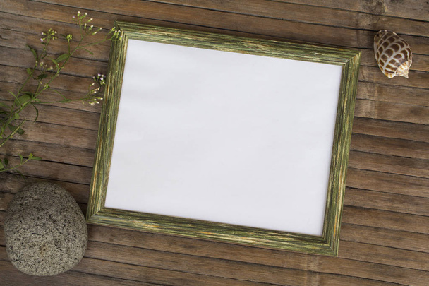 Horizontal frame with white blank page photo background. - Zdjęcie, obraz