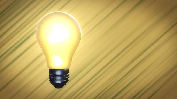 glühende Glühbirne isoliert auf gelbem Farbverlauf Hintergrund mit Kopierraum - Foto, Bild