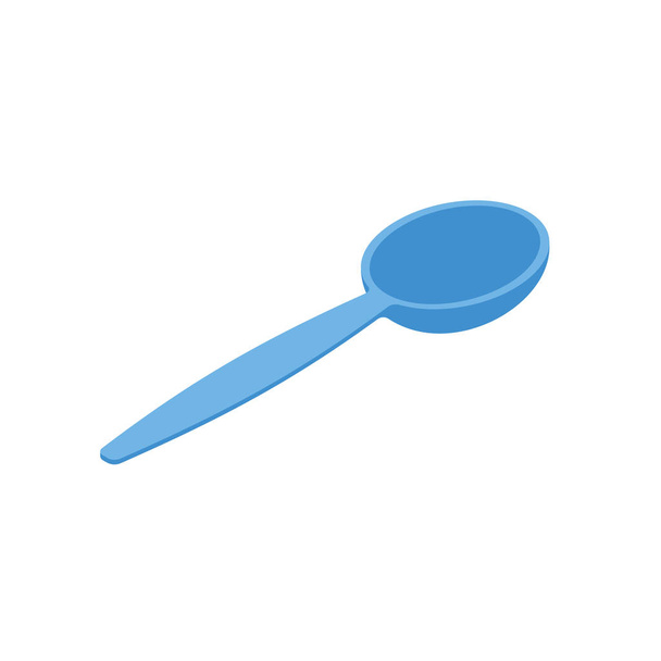 Blue Spoon isolated isometry. Cutlery on white background - Vector, Image