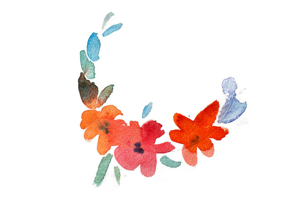 akwarela, rysunek świeże kwiaty ogrodowe - Zdjęcie, obraz