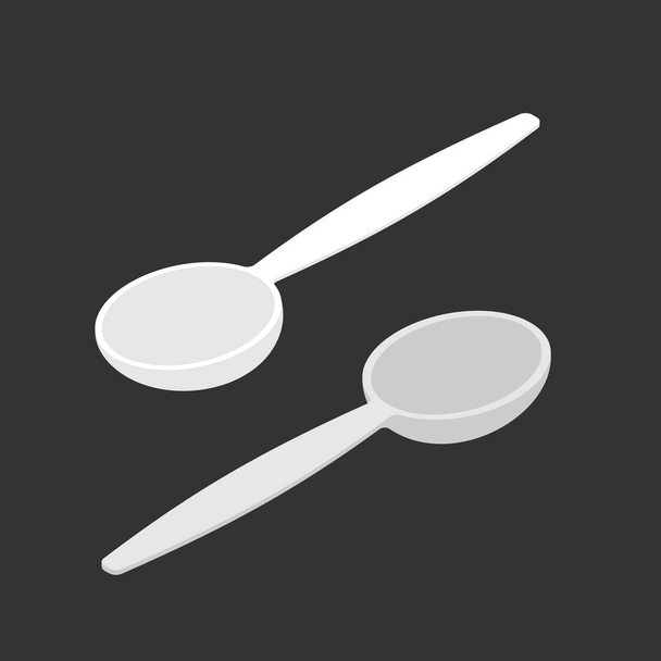 White Spoon isolated isometry. Cutlery on white background - Vector, Image