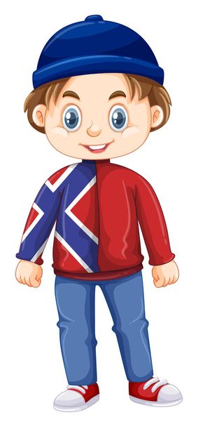Boy from Norway wearing hat and jacket - Vector, Image
