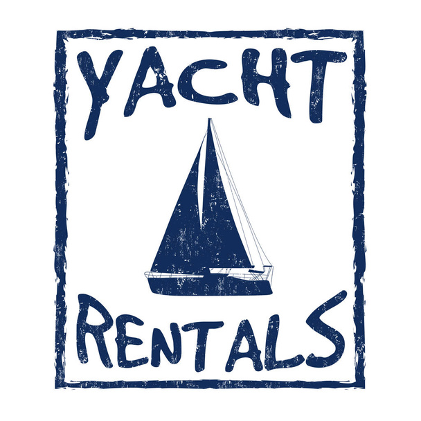 Yacht bérleti jel vagy bélyegző - Vektor, kép