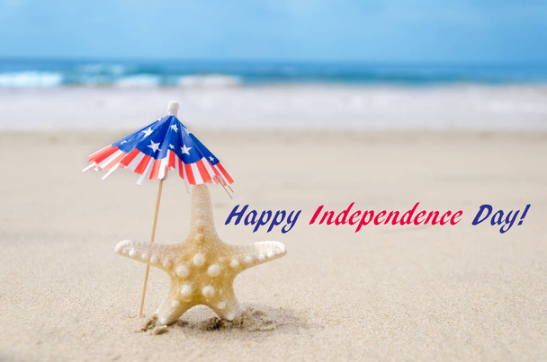 Independence Day USA background with starfishes - Photo, Image