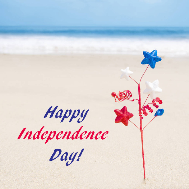 Independence Day USA background on the sandy beach - Photo, Image