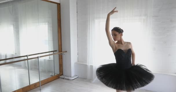 graceful girl practicing ballet in the Studio - Felvétel, videó