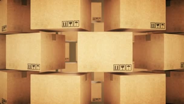 kartonnen dozen. 3D-rendering - Video