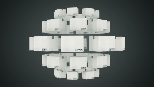 kartonnen dozen. 3D-rendering - Video