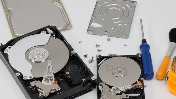 Hard disk on white background in motion - Footage, Video