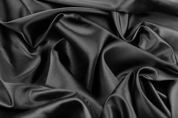Black silk fabric - Foto, afbeelding