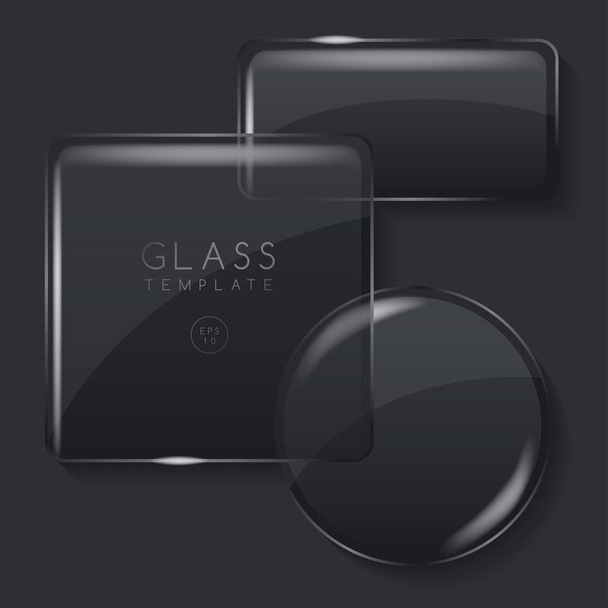 Conjunto de banners de vidrio transparente sobre fondo negro: ilustración vectorial
 - Vector, Imagen