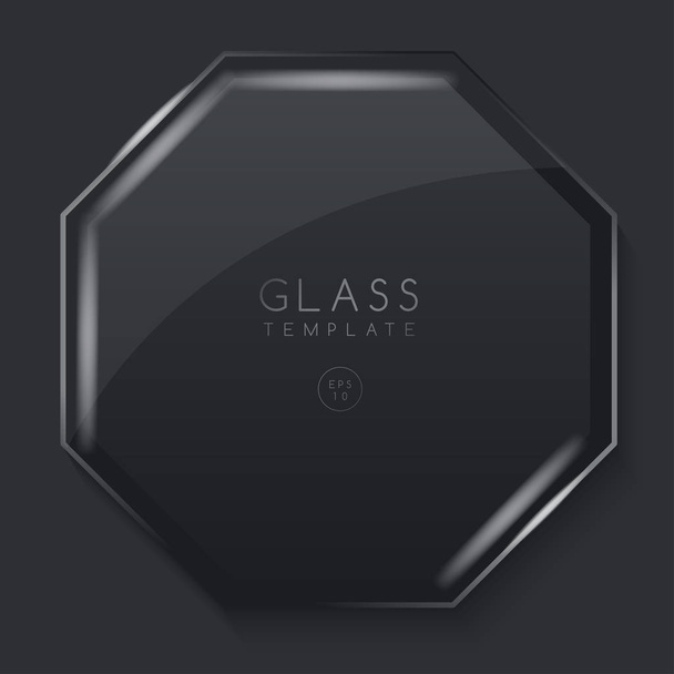 Set of Transparent Glass Banners on Black Background : Vector Illustration - Διάνυσμα, εικόνα