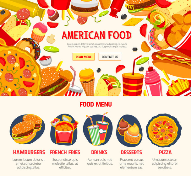 Fast food restaurant menu banner template - Vector, Image