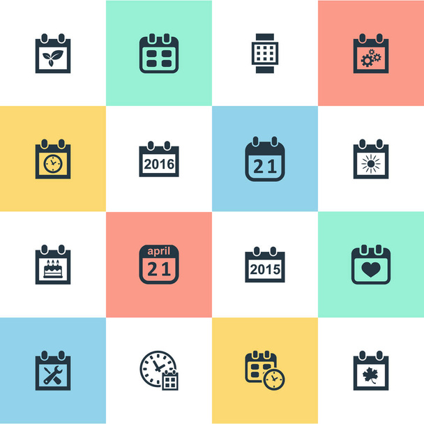 Vector Illustration Set Of Simple Date Icons. Elements Agenda, Date, Heart And Other Synonyms Annual, Agenda And Hour. - Vector, Image