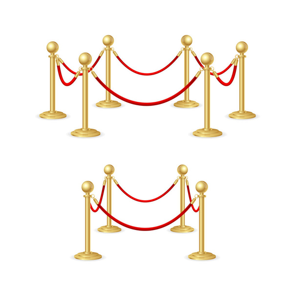 Gold Rope Barrier Constructor Set. Vector - Vector, Image