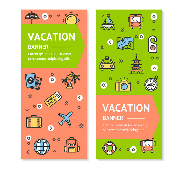 Travel Flyer Banner Placard Set. Vector - Vector, Image