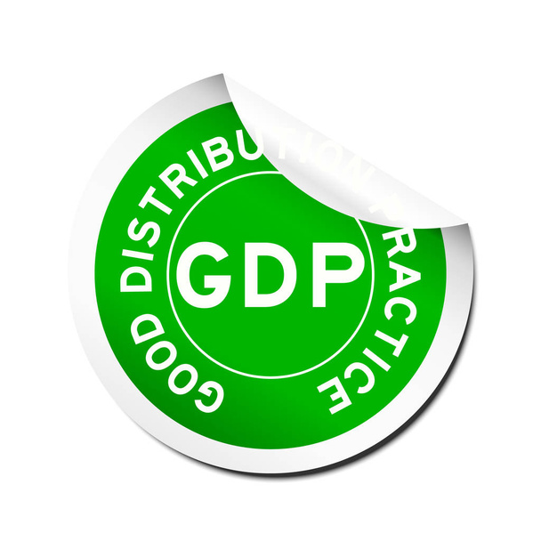 Zelený HDP (správné distribuční praxe) nálepka na bílém pozadí - Vektor, obrázek