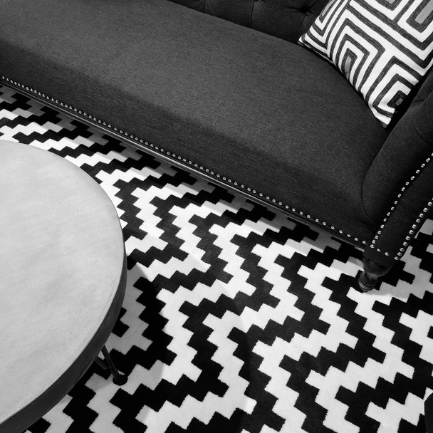 Stylish black and white interior - Фото, зображення
