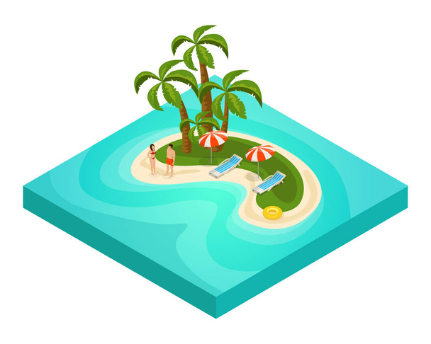 Isometric Tropical Beach Vacation Concept - ベクター画像
