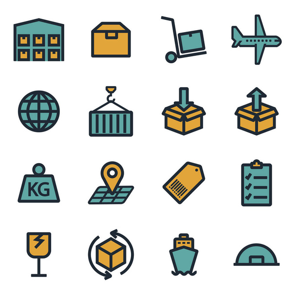 Vector flat logistics icons set - ベクター画像
