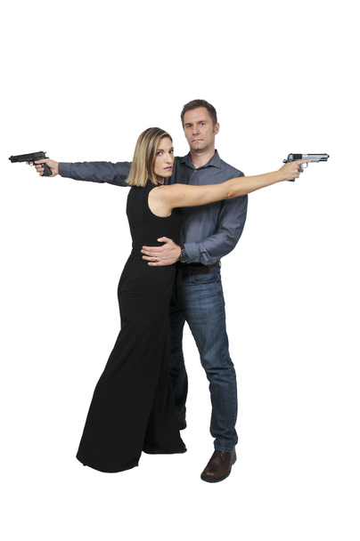 Mann und Frau Spione - Foto, Bild