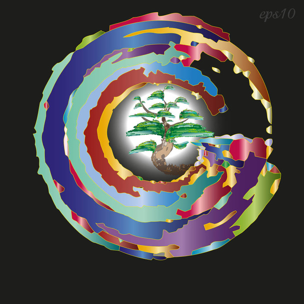 Emblem oder Logobaum im Kreis - Vektor, Bild