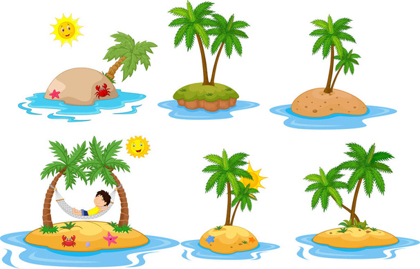 Dibujos animados colección isla tropical conjunto
 - Vector, Imagen