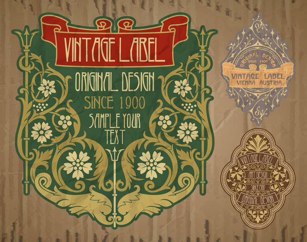 Vector vintage items: label art nouveau - Vector, afbeelding