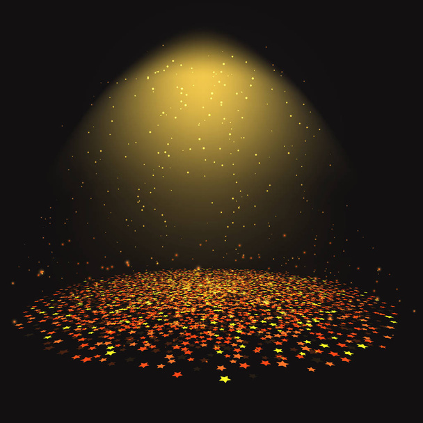 Zlatá hvězda konfety pod reflektor  - Vektor, obrázek
