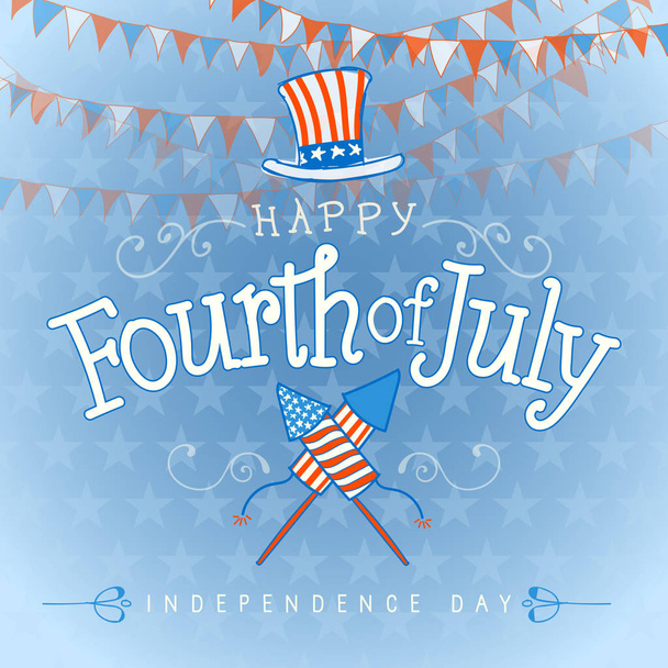 Fourth of july Hand belettering - Vector, afbeelding