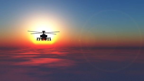 bir helikopter savaş 3D çizimi - Fotoğraf, Görsel