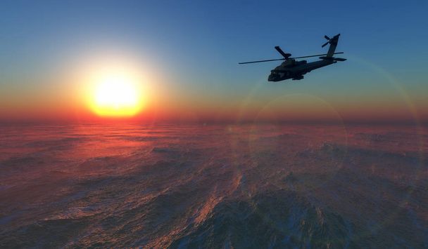 3D illustration of a helicopter war - Photo, Image