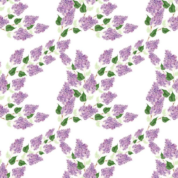Lilac - flowers and leaves. Seamless pattern. Abstract wallpaper with floral motifs. Wallpaper - Photo, image