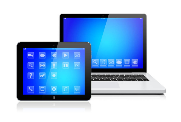 laptop e tablet pc
  - Foto, Imagem