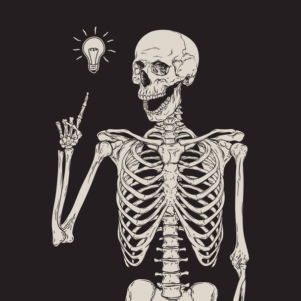 Ανθρώπινος σκελετός έχει μια ιδέα που απομονώνονται σε μαύρο φόντο εικονογράφηση διάνυσμα - Διάνυσμα, εικόνα
