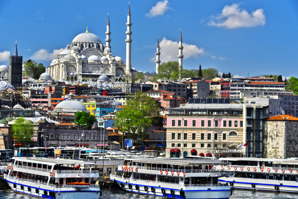 Uitzicht op het derde Hill van Istanbul met Suleymaniye Mosque - Foto, afbeelding