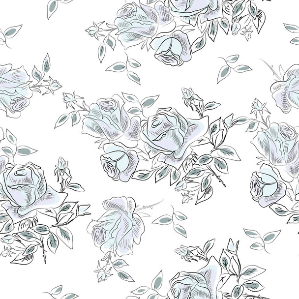 Patrón sin costura con imagen de una rosa flores
 - Vector, imagen