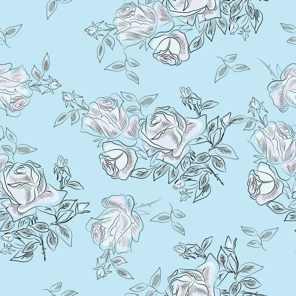 Seamless pattern with image of a  rose flowers - Vecteur, image