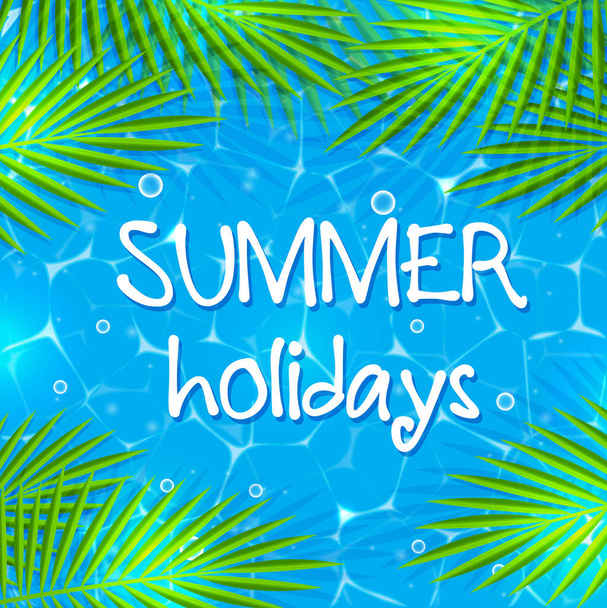 Summer background with palm branches - Вектор,изображение
