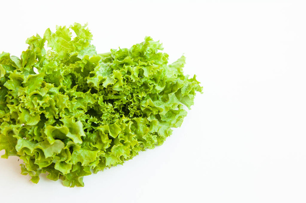 Green kinky salad isolated on white background. Daylight, open space for your text. - Photo, Image