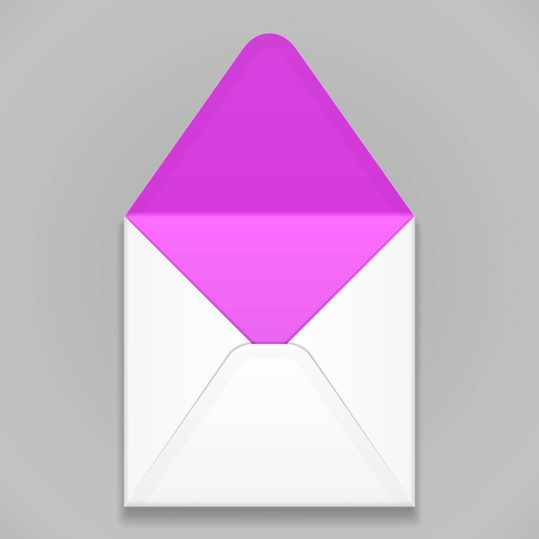 White Purple, Violet, Magenta Blank Envelope. Illustration Isolated On Gray Background. Mock Up Template Ready For Your Design. Vector EPS10 - Wektor, obraz